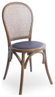 Cano Beech Wood and Rattan Dining Chair With Faux Leather Cushion, Set of 2, Natural Finish/Black