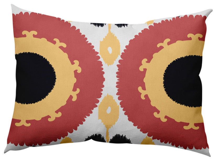 Boho Decorative Lumbar Pillow, Yellow, 14x20"