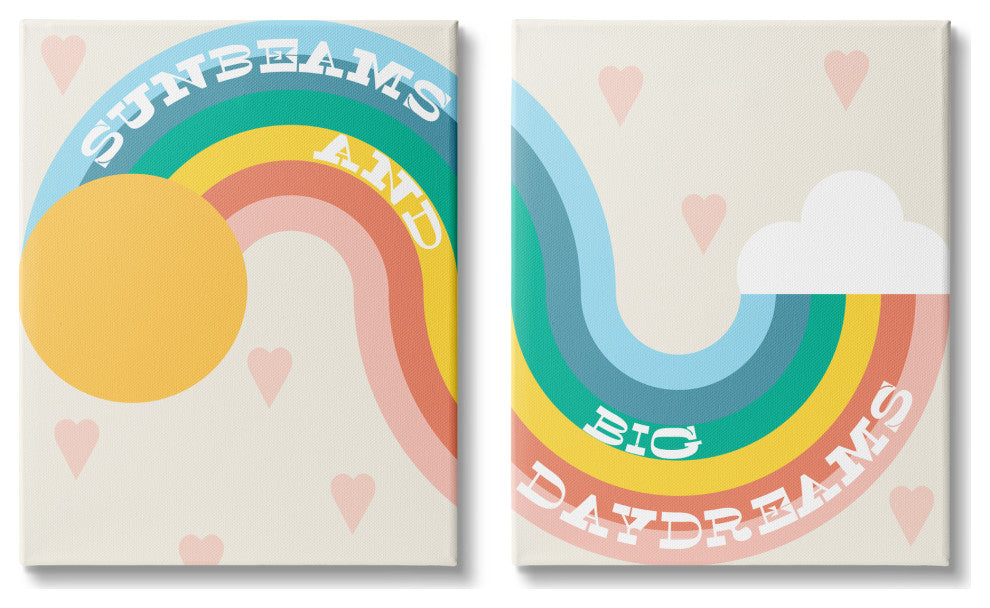 Rainbow Cloud Daydream Quote Heart Patten Design, 2pc, each 16 x 20