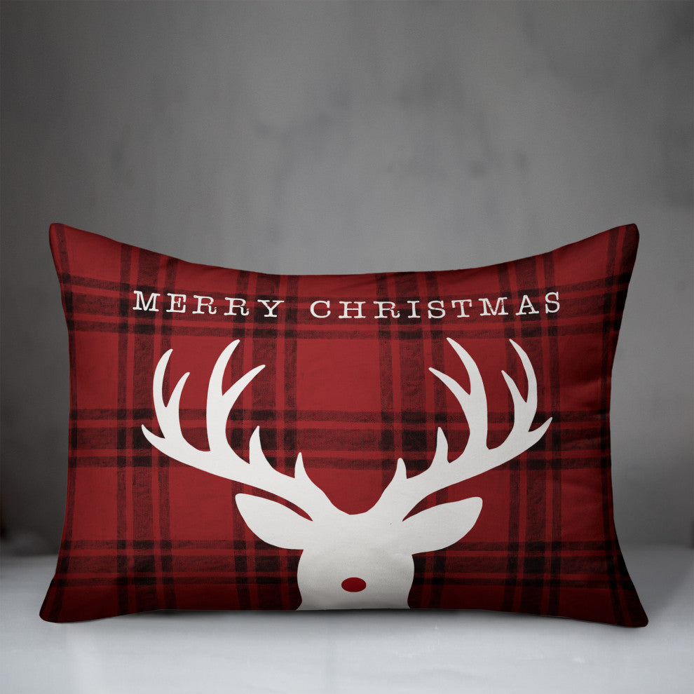 Merry Christmas Deer 14x20 Spun Poly Pillow