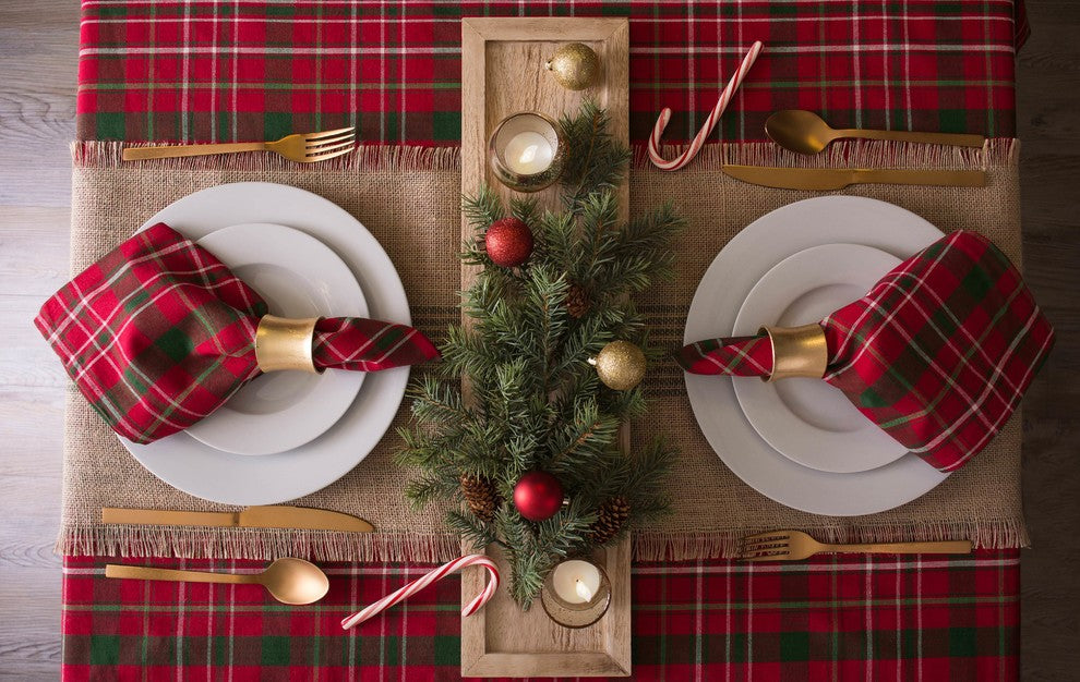 DII Tartan Holly Plaid Tablecloth 60"x104"