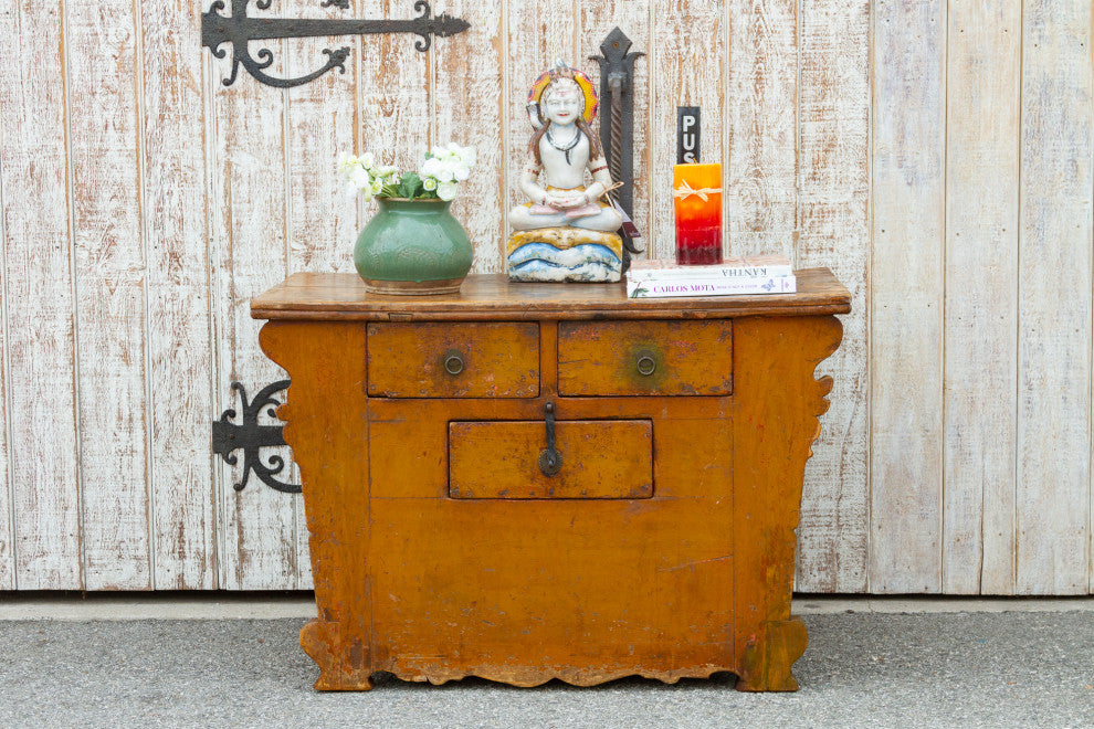 Antique Ming Style Yellow Money Chest