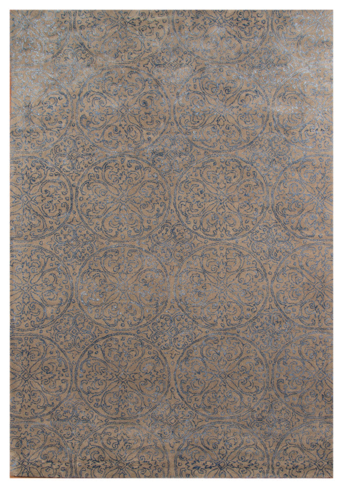 5" X8" X 0.5" Blue Wool Area Rug