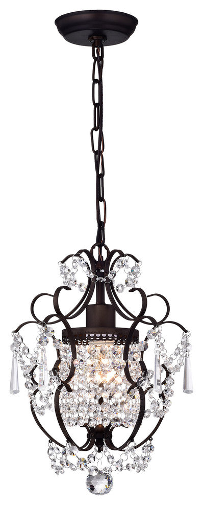 Rosalie 1-Light 11" Crystal Chandelier, Antique Bronze
