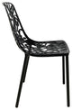 LeisureMod Devon Modern Outdoor Stackable Aluminum Dining Chair, Black