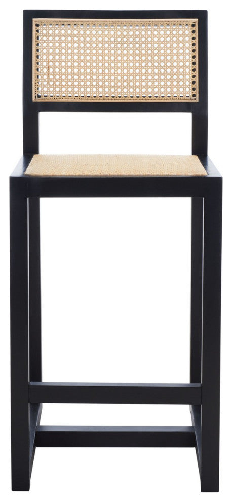 Safavieh Seika Rattan Counter Stool, Black/Natural