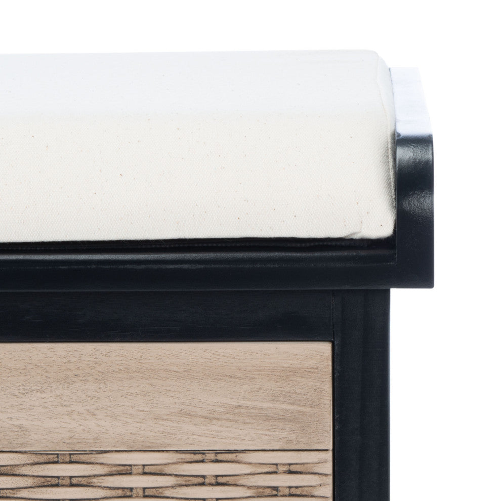 Safavieh Landers 3 Drawer/Cushion Storage Bench, Black