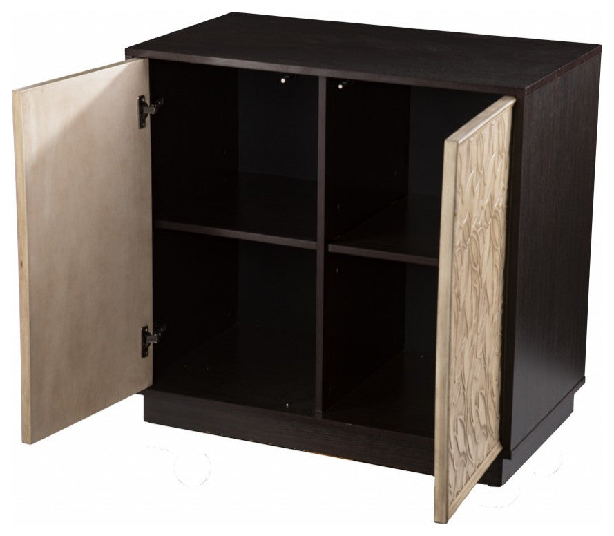 Brown and Cream Sculptural Leaf Accent Storage Cabinet
