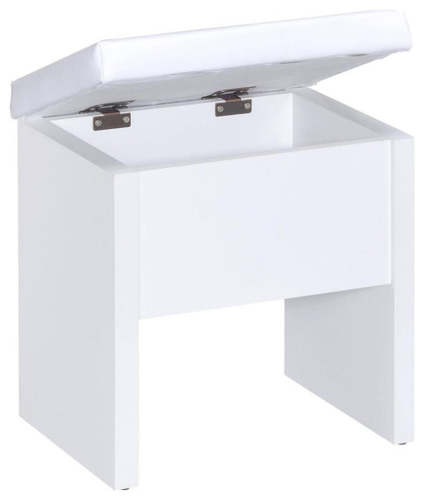 Coaster Harvey 2-piece Faux Leather Vanity Set with Lift-Top Stool White