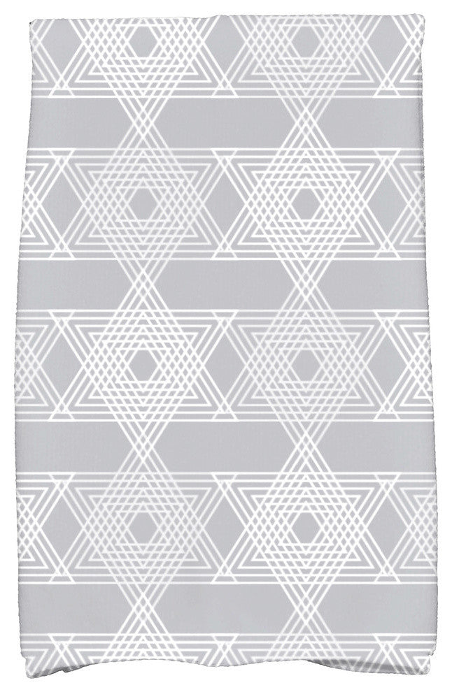 Star Light Decorative Holiday Geometric Print Hand Towel, Gray