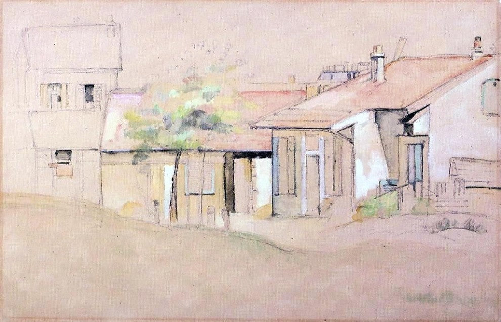 Paul Cezanne Cottages, 18"x27" Wall Decal