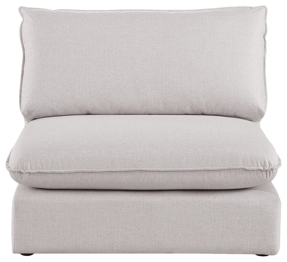 Mackenzie Linen Textured Fabric Upholstered Armless Chair, Beige