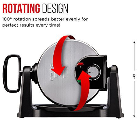 Anti-Overflow Waffle Maker, Belgian Waffle Iron with Seven Crunch Selector, Stainless - Rotating