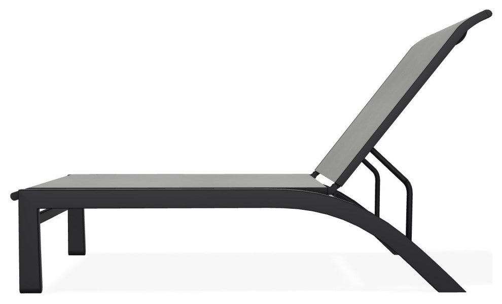 Kendall Sling Stackable Outdoor Chaise Lounge, Alloy/Black