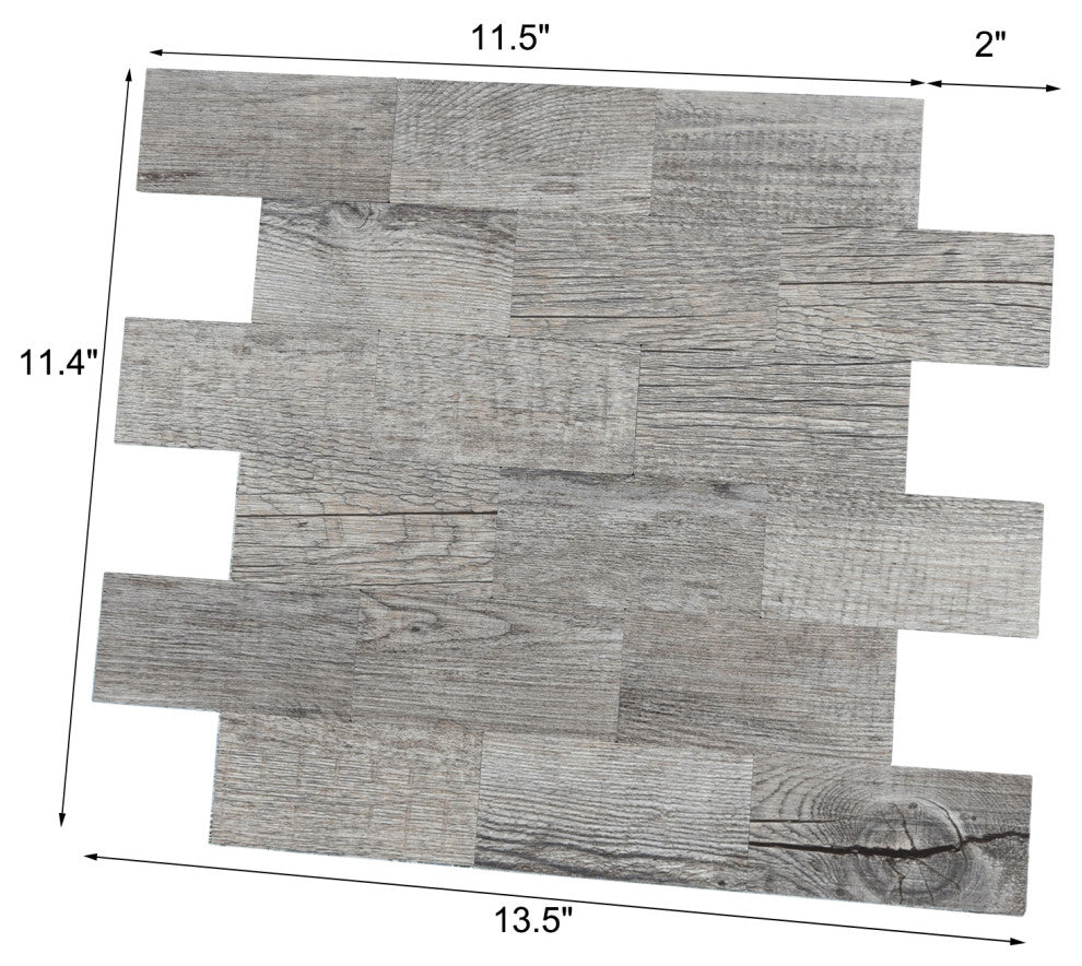 Peel and Stick Backsplash Aluminum Composite Tile 12"x12" Distressed Wood Panel, Wood
