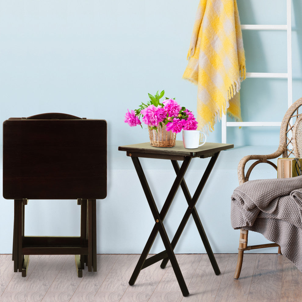 5 Pieces Tray Table Set, Espresso