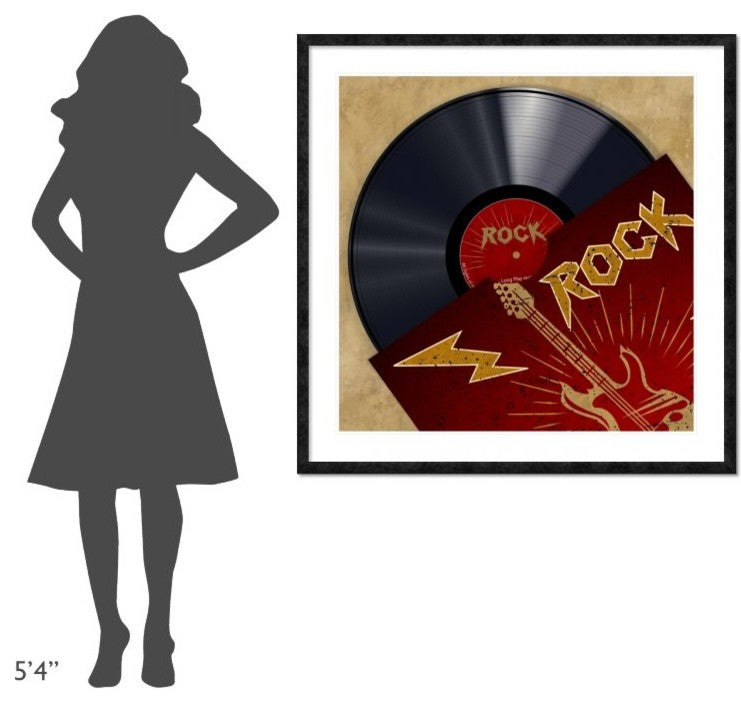 "Vinyl Club, Rock" Framed Digital Print by Steven Hill, 44x44"