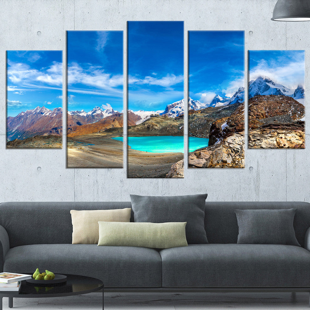 "Enchanting Swiss Alps Mountains" Landscape Wall Art, 5 Panels, 60"x32"