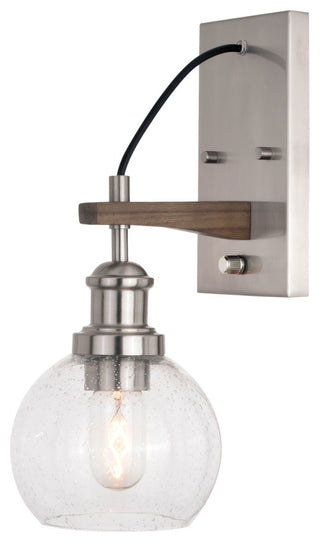 Avondale Wall Light Satin Nickel and Dark Sycamore