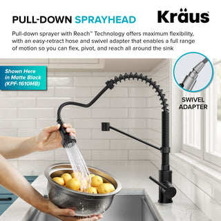 Bolden Commercial Style 2-Function Pull-Down 1-Handle 1-Hole Kitchen Faucet, Spot-Free Stainless Steel/ Chrome