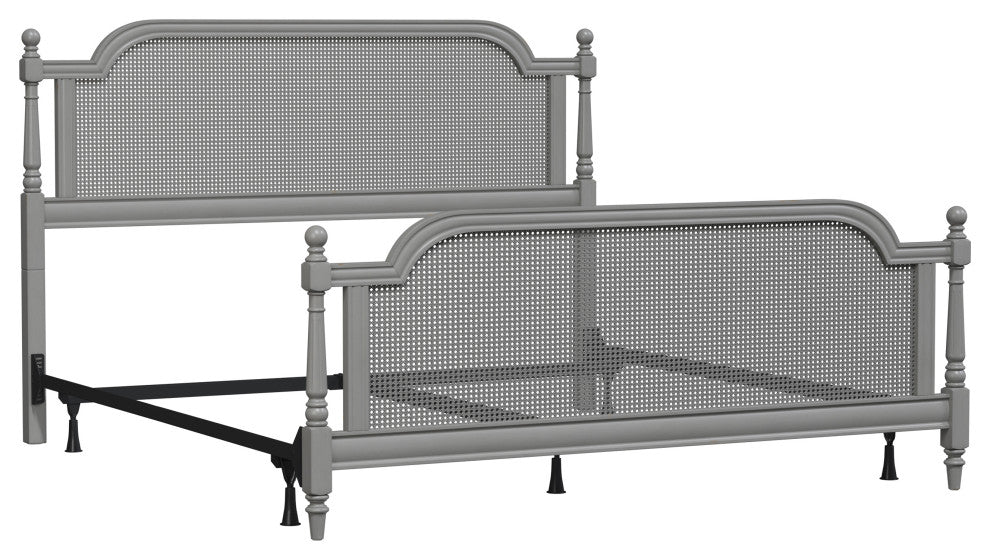 Melanie Bed, Metal Bed Rails Included, Gray, King
