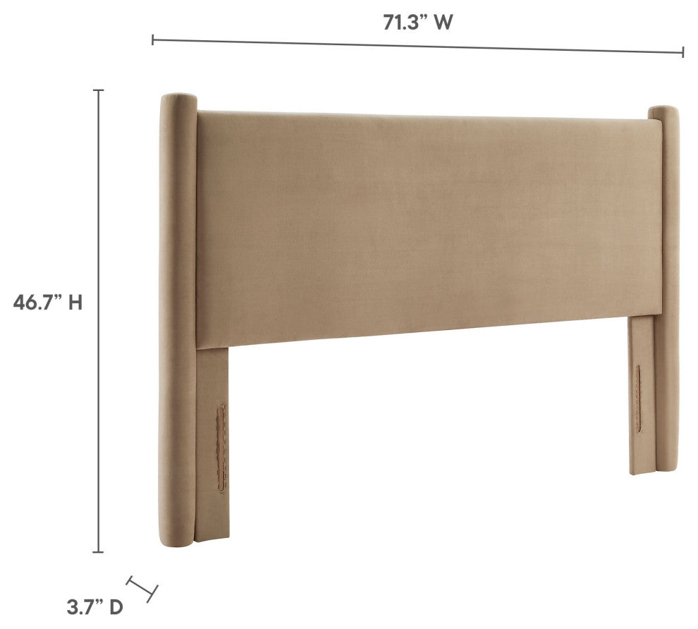 Rael Performance Velvet Queen Headboard, Taupe