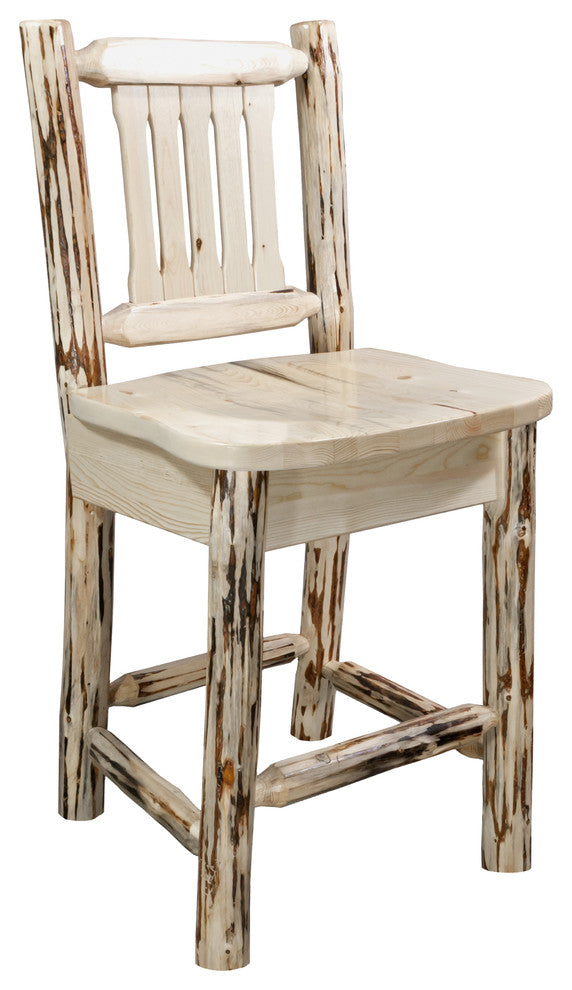 Montana Counter Height Bar Stool With Back, Ready to Finish