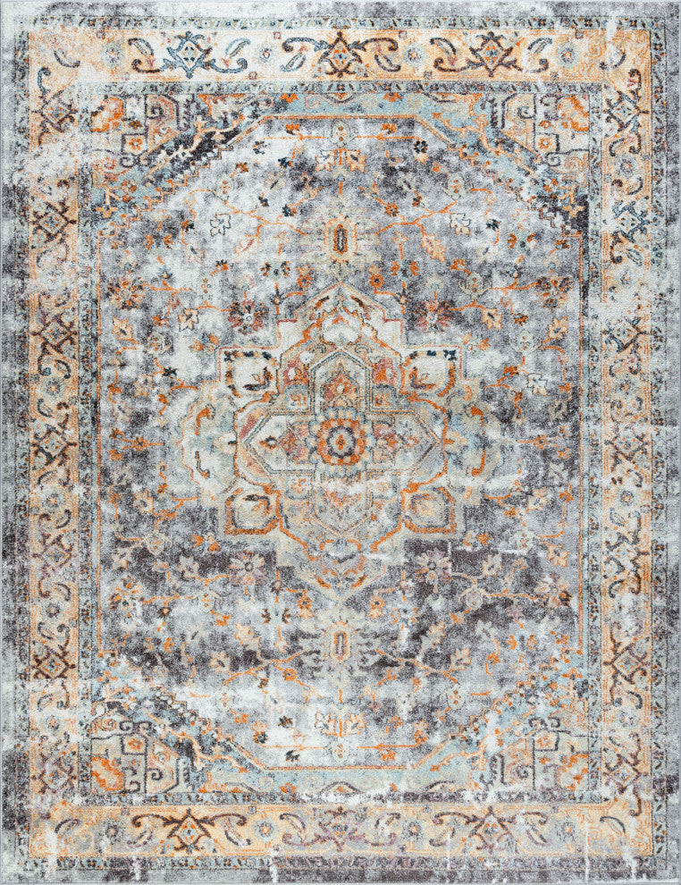 Kinsley Traditional Oriental Blue Rectangle Area Rug, 10'6"x14'6"
