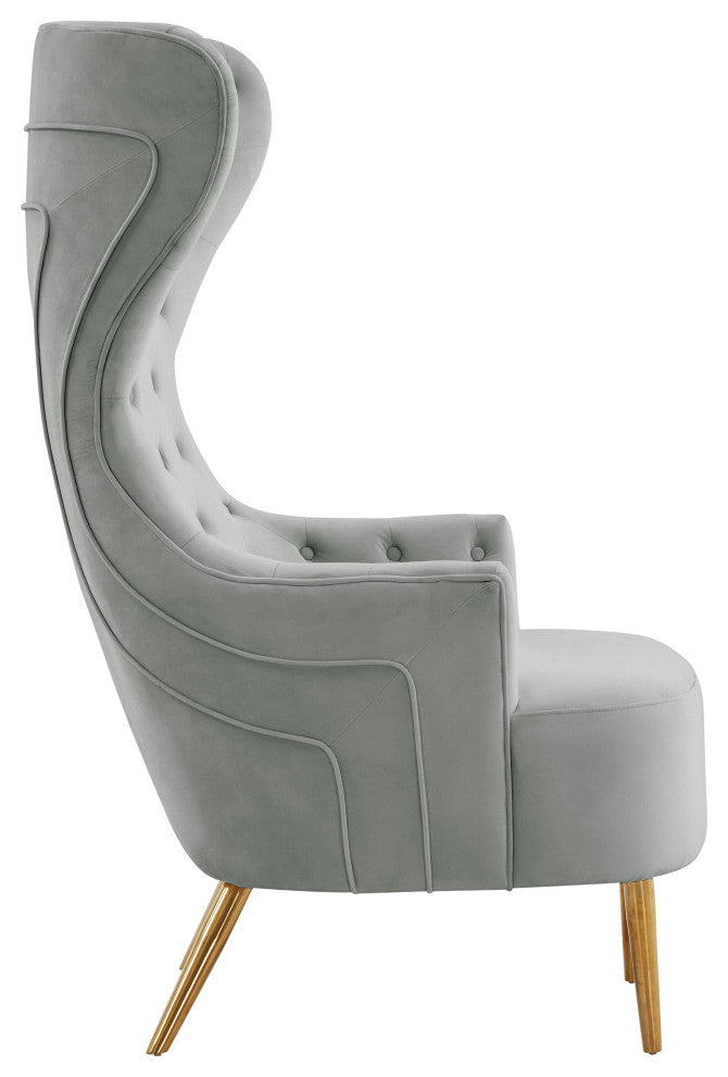 TOV Furniture Jezebel Grey Velvet Wingback Chair
