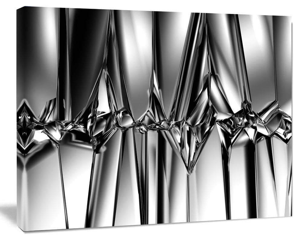 Black White Crystal Background, Abstract Canvas Art Print, 20"x12"