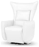 Hyland White Reclining Chair with Swivel Base and Top Grain Leather