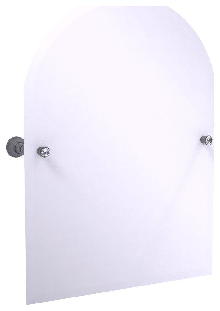 Carolina Crystal Frameless Arch Top Tilt Mirror, Beveled Edge, Matte Gray