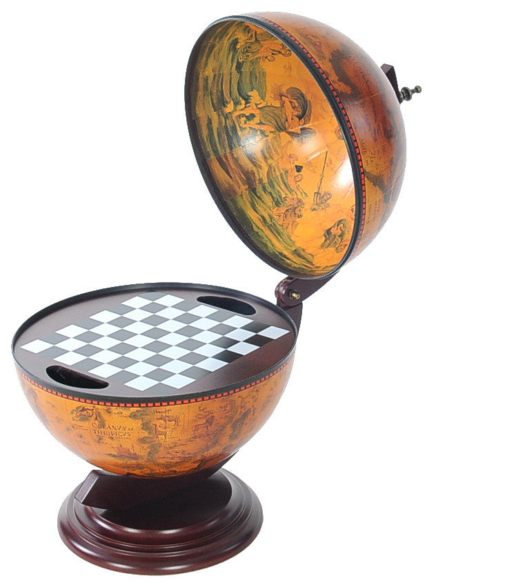 Red Globe 13 Inches With Chess Holder Globe Wine Stand Bar Cabinet