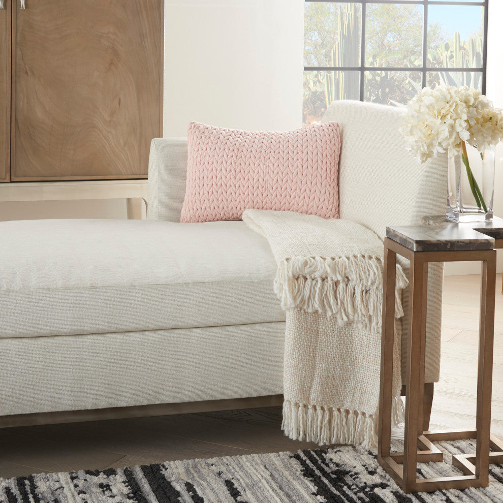 Mina Victory ET299 Throw Pillow, Blush, 14"X20"
