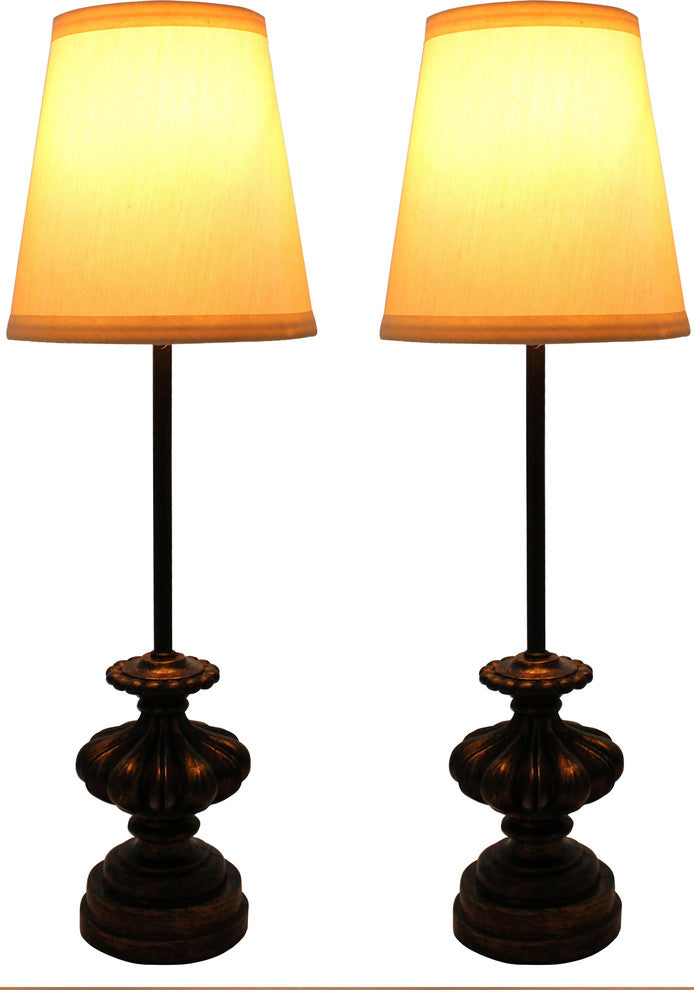 Urbanest Alma Mini Buffet Lamps, Burnt Gold With Ivory Shades, Set of 2