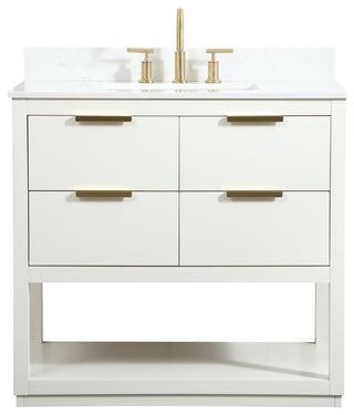 36" Single Bathroom Vanity, White, With Backsplash