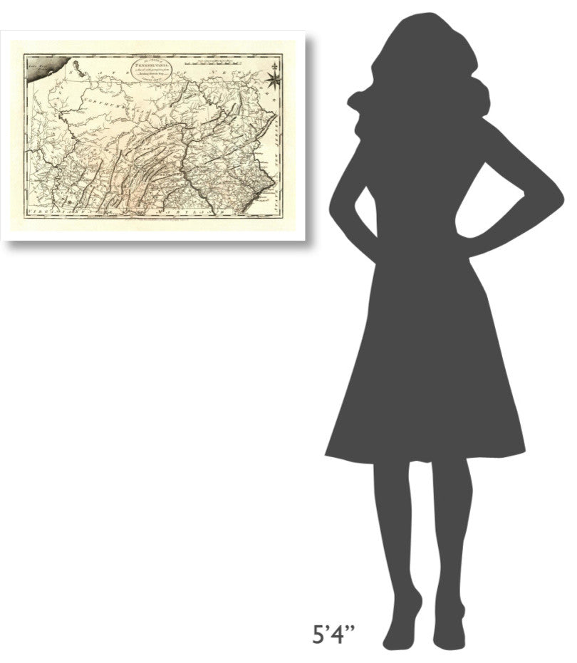 "State of Pennsylvania, 1795" Digital Paper Print by Mathew Carey, 32"x22"