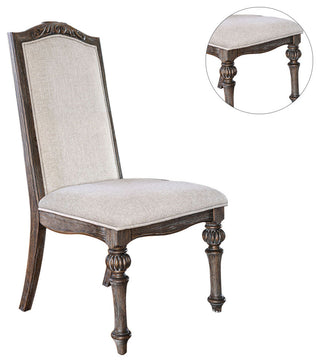 Side Chair, Rustic Natural Tone and Ivory,Pack of Two