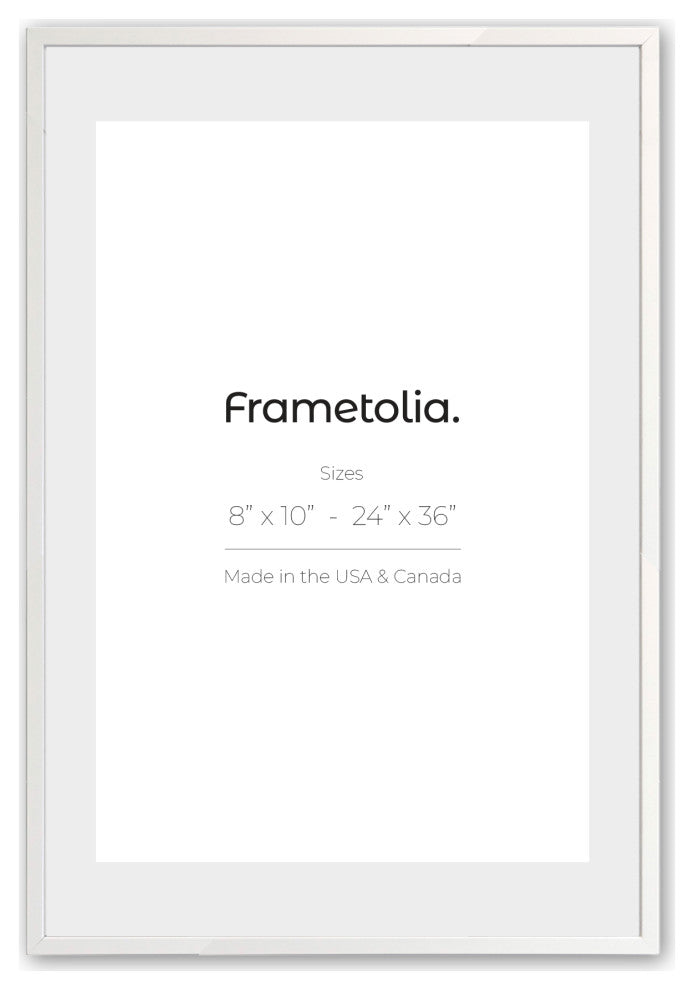 Opaque White 3/4 Wall Frame, Wide Mat, 8x10 Opening, 16x20 Without Mat
