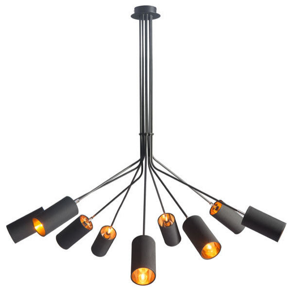 HomeRoots 59" X 59" X 51" Black Fabric Metal Ceiling Lamp