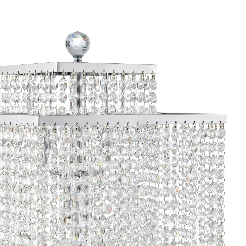Square Crystal Double Crown Integrated LED Table Lamp