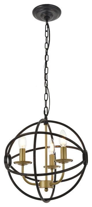 Brass And Dark Brown Finish 3-Light Pendant