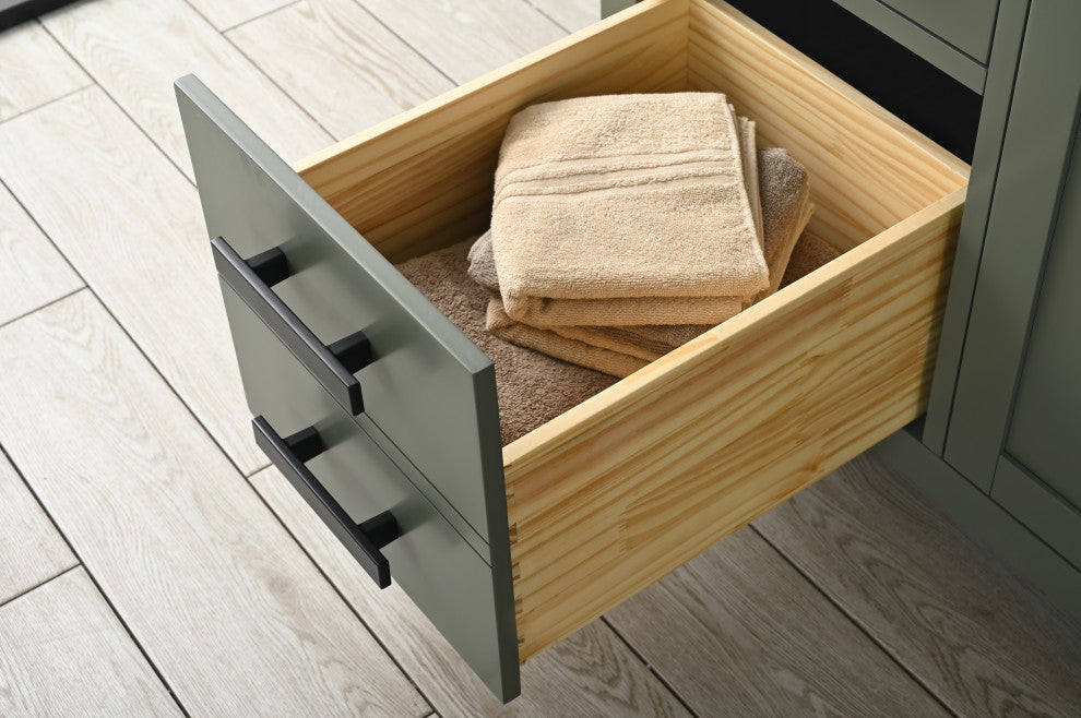 Valentino 54 in. Single Sink Bath Vanity in Verdant Green with White Quartz Top