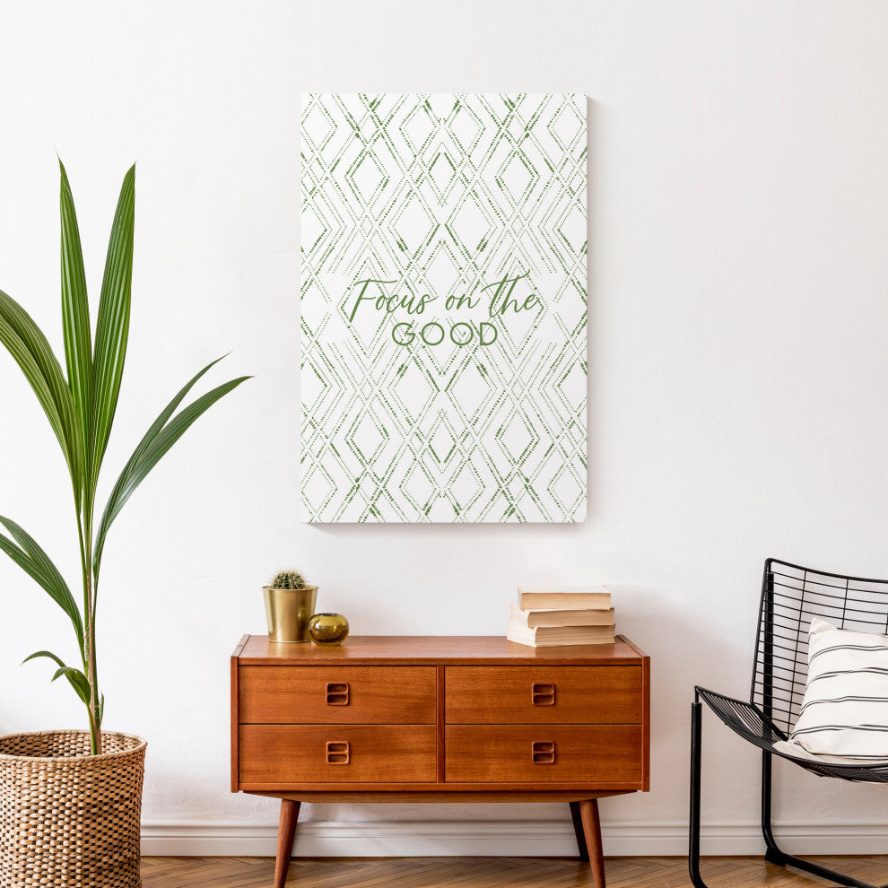 Focus on the Good White and Green 20x30 Canvas Wall Art