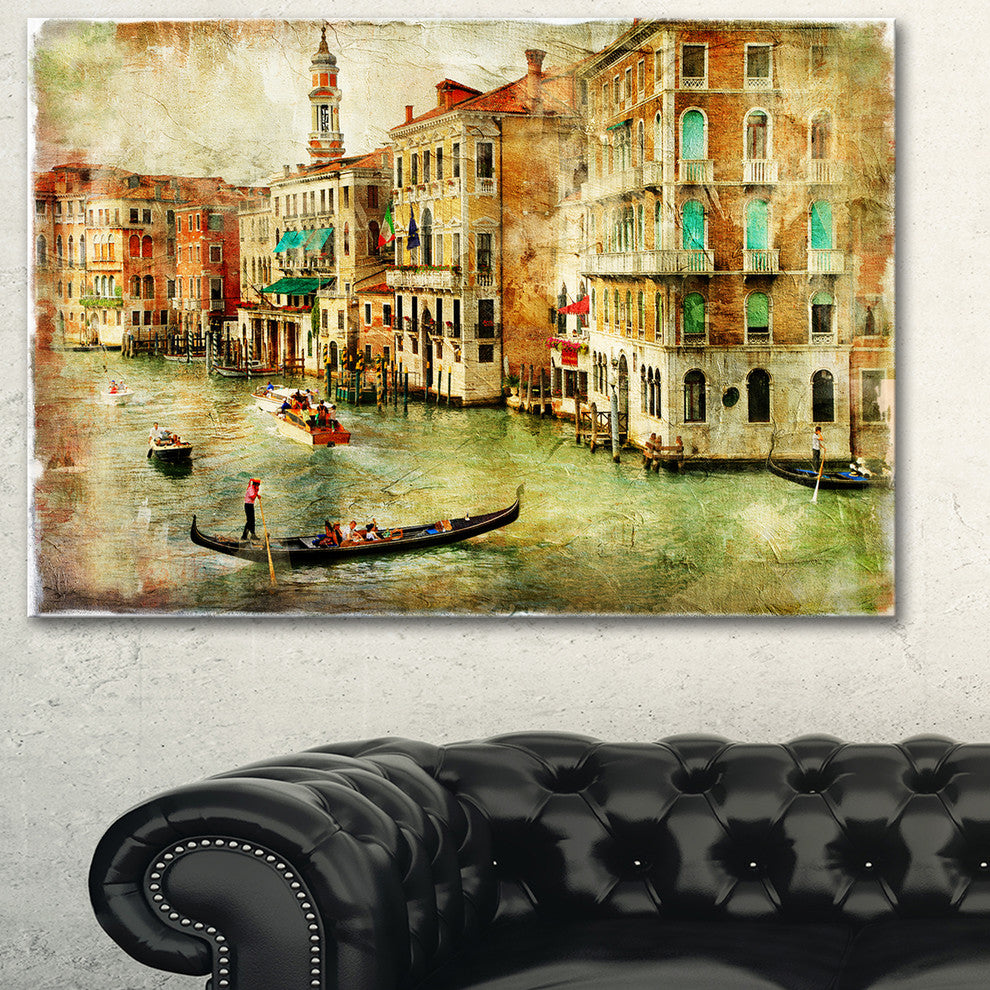 "Vintage Venice" Digital Landscape Canvas Print, 40"x20"
