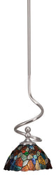 Capri Stem Mini Pendant In Brushed Nickel Finish With 7" Blue Mosaic Art Glass