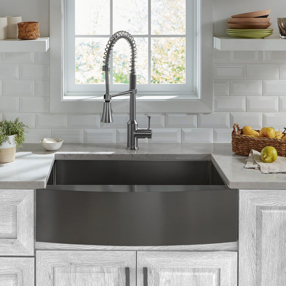 CNOX FARMSINK Stainless Steel Kitchen Sink 33"x22"x10", Black