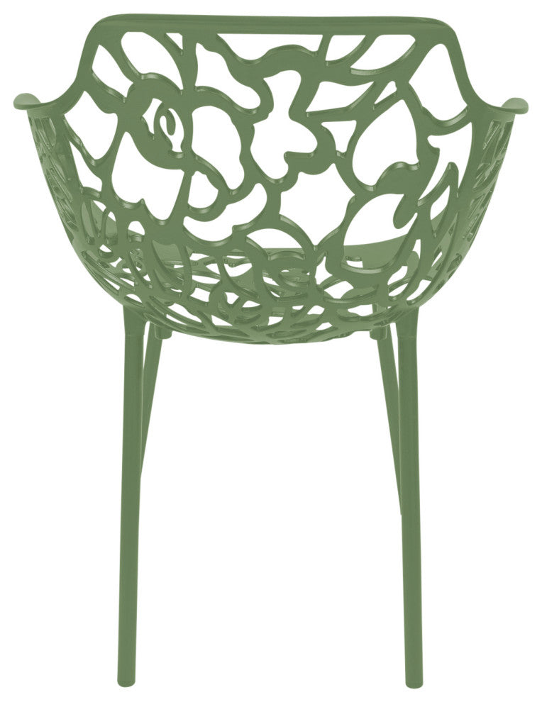 Leisuremod Modern Devon Aluminum Chair With Arm, Khaki Green
