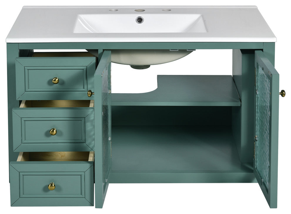 TATEUS 36'' Wall Mounted Bathroom Vanity with Ceramic Sink