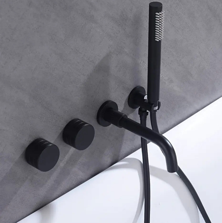 Bathroom Shower Faucet Set Mixer Valve With Bathtub Filler, matte black